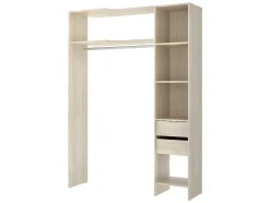 Roupeiro Aberto De Canto Extensivel De C164/214 Cm Cor Carvalho E Cinza - Gontran