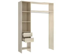 Roupeiro Aberto De Canto Extensivel De C164/214 Cm Cor Carvalho E Cinza - Gontran