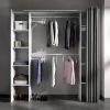 Roupeiro Aberto Extensivel Com Cortina Disponivel Em Branco E Cinza - C110 / 180Cm - Dorian