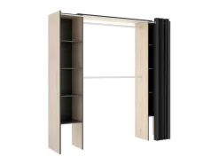 Roupeiro Aberto Extensivel Com Cortina Disponivel Em Carvalho E Antracite - C110 / 180Cm - Dorian