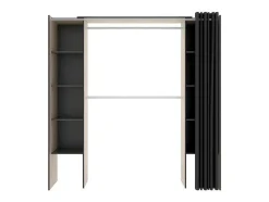 Roupeiro Aberto Extensivel Com Cortina Disponivel Em Carvalho E Antracite - C110 / 180Cm - Dorian