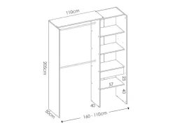 Roupeiro Aberto Extensivel C.110/160 Cm Branco E Cinza - Laurent