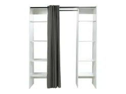 Roupeiro Aberto Extensivel Emeric - Comp.112/185 Cm - Branco E Antracite