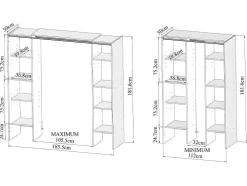Roupeiro Aberto Extensivel Emeric - Comp.112/185 Cm - Branco E Antracite