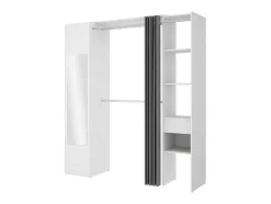 Roupeiro Com Cortina E 1 Porta, Com Espelho, C177 Cm Branco E Cinzento - Bertrand