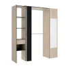 Roupeiro Com Cortina E 1 Porta, Com Espelho, C177 Cm Cor Natural E Antracite - Bertrand
