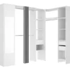 Roupeiro De Canto Com Cortina E 1 Porta, Com Espelho, C231 Cm, Branco E Cinzento - Bertrand