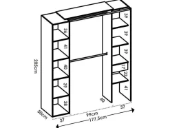 Roupeiro De Canto Com Cortina E 1 Porta, Com Espelho, C231 Cm, Branco E Cinzento - Bertrand