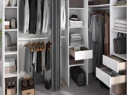 Roupeiro De Canto Com Cortina E 1 Porta, Com Espelho, C231 Cm, Branco E Cinzento - Bertrand