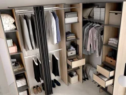 Roupeiro De Canto Com Cortina E 1 Porta, Com Espelho, C231 Cm, Cor Natural E Antracite - Bertrand