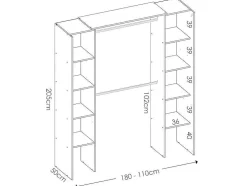 Roupeiro De Canto Extensivel De C164/234 Cm Cor Branco E Cinza - Dorian