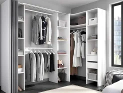Roupeiro De Canto Extensivel De C164/234 Cm Cor Branco E Cinza - Dorian