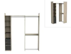 Roupeiro Modular De Canto Ou Retilineo C200 Cm Cor Natural E Preto - Emilyo
