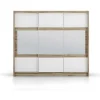 Roupeiro 3 Portas De Correr Com Espelho C250 Cm Cor Natural E Branco - Leovia