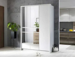 Roupeiro 5 Portas E 1 Gaveta Com Espelho De C157 Cm Cor Branco - Zadia