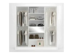 Roupeiro 6 Portas E 1 Gaveta Com Espelho De C200 Cm Cor Branco - Zadia