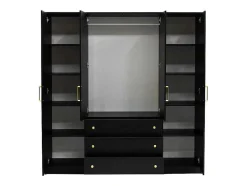 Roupeiro 4 Portas E 3 Gavetas C196 Cm Preto - Lizandro