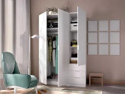Roupeiro 3 Portas E 3 Gavetas C121 Cm Branco - Listowel