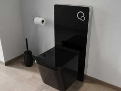 Sanita Suspensa Em Ceramica Preto Brilhante Com Estrutura De Suporte Decorativo - Clemona