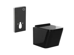 Sanita Suspensa Em Ceramica Preto Brilhante Com Estrutura De Suporte Decorativo - Clemona