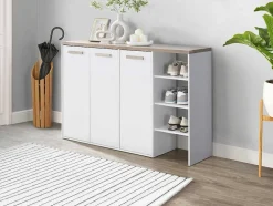 Sapateira Com 3 Portas E 3 Nichos Branco E Natural Claro - Skaido