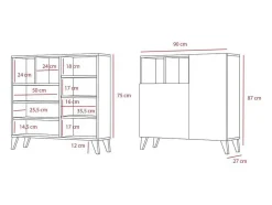Sapateiro/Móvel Organização - H87Cm X L90Cm X P27Cm Cinza Grafite Portas Serrado - Moss