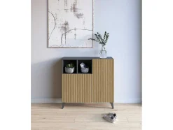 Sapateiro/Móvel Organização - H87Cm X L90Cm X P27Cm Cinza Grafite Portas Serrado - Moss