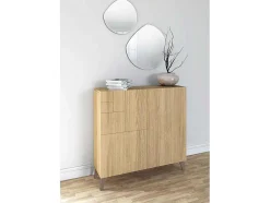 Sapateiro/Móvel Organização - H87Cm X L90Cm X P27Cm Chene Dore Pernas Moca Bergen