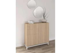 Sapateiro/Móvel Organização - H90Cm X L90Cm X P27Cm Nogueira Clara Pernas Branco - Copenhague