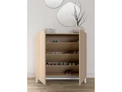 Sapateiro/Móvel Organização - H90Cm X L90Cm X P27Cm Nogueira Clara Pernas Branco - Copenhague