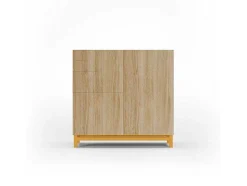 Sapateiro/Móvel Organização - H90Cm X L90Cm X P27Cm Carvalho Dourado Pernas Mostarda - Copenhague