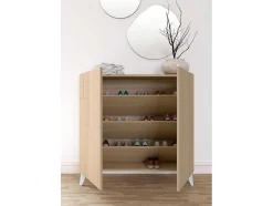Sapateiro/Móvel Organização - H87Cm X L90Cm X P27Cm Nogueira Clara Pernas Branco - Bergen