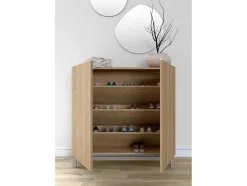 Sapateiro/Móvel Organização - H90Cm X L90Cm X P27Cm Carvalho Dourado Pernas Bege - Copenhague