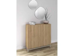 Sapateiro/Móvel Organização - H90Cm X L90Cm X P27Cm Carvalho Dourado Pernas Bege - Copenhague