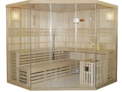 Sauna Tradicional Finlandesa De Canto 4/5 Lugares De Vidro Gama Prestige Imatra - C220*L220*A210 Cm
