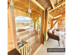 Sauna Tradicional Finlandesa 4/5 Lugares Envidracada Com Prateleiras 200 X 180 X 200 - Faborg