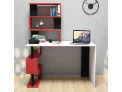 Secretária Cleide, Branco, Vermelho, Preto, 120X60X148,2 Cm, Epikasa