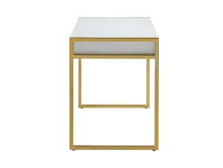 Secretária Com 2 Gavetas Em Mdf E Metal Cor Branco E Dourado - Mason