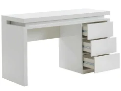 Secretária Com 3 Gavetas - Mdf Lacado A Branco - Leds - Emerson