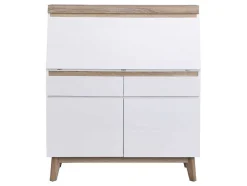 Secretária Com 2 Portas E 2 Gavetas Mdf Branco E Natural - Rilesa
