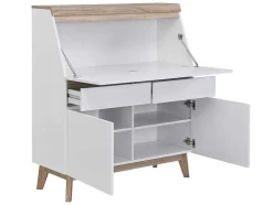 Secretária Com 2 Portas E 2 Gavetas Mdf Branco E Natural - Rilesa