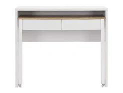 Secretária Consola Extensivel Com 2 Gavetas Branco E Natural - Loavia