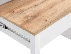 Secretária Consola Extensivel Com 2 Gavetas Branco E Natural - Loavia