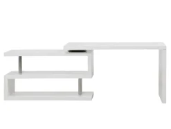 Secretária Extensivel Em Mdf Lacado Cor Branco Com Tampo Giratorio 360° - Nicephore
