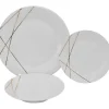 Servico De Loica 18 Pecas Porcelana Branco E Dourado - Linasio