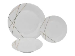 Servico De Loica 18 Pecas Porcelana Branco E Dourado - Linasio
