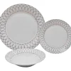 Servico De Loica 18 Pecas Porcelana Branco E Dourado - Serisia