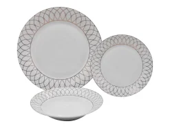 Servico De Loica 18 Pecas Porcelana Branco E Dourado - Serisia