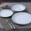 Servico De Loica 18 Pecas Porcelana Branco E Prateado - Dynao