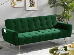 Sofá Cama Clic Calc De 3 Lugares Em Veludo Verde Abeto - Polani